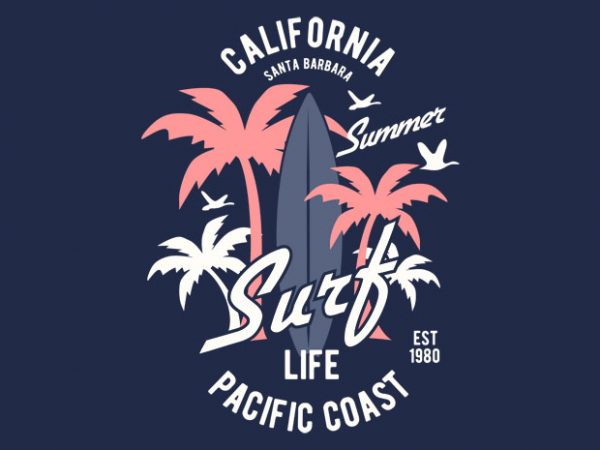 California surf tshirt design