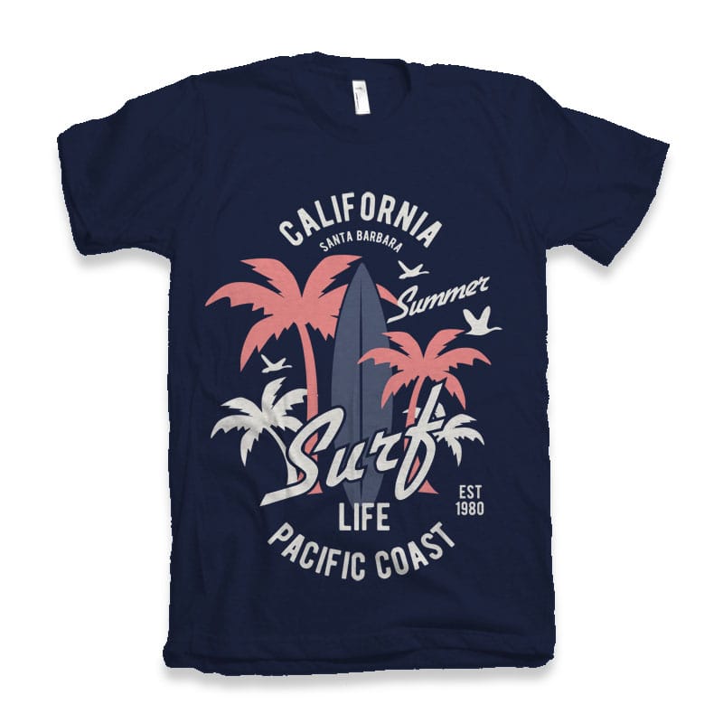 California Surf Tshirt Design tshirt design for sale