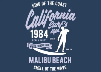 California Surfs Up Tshirt Design