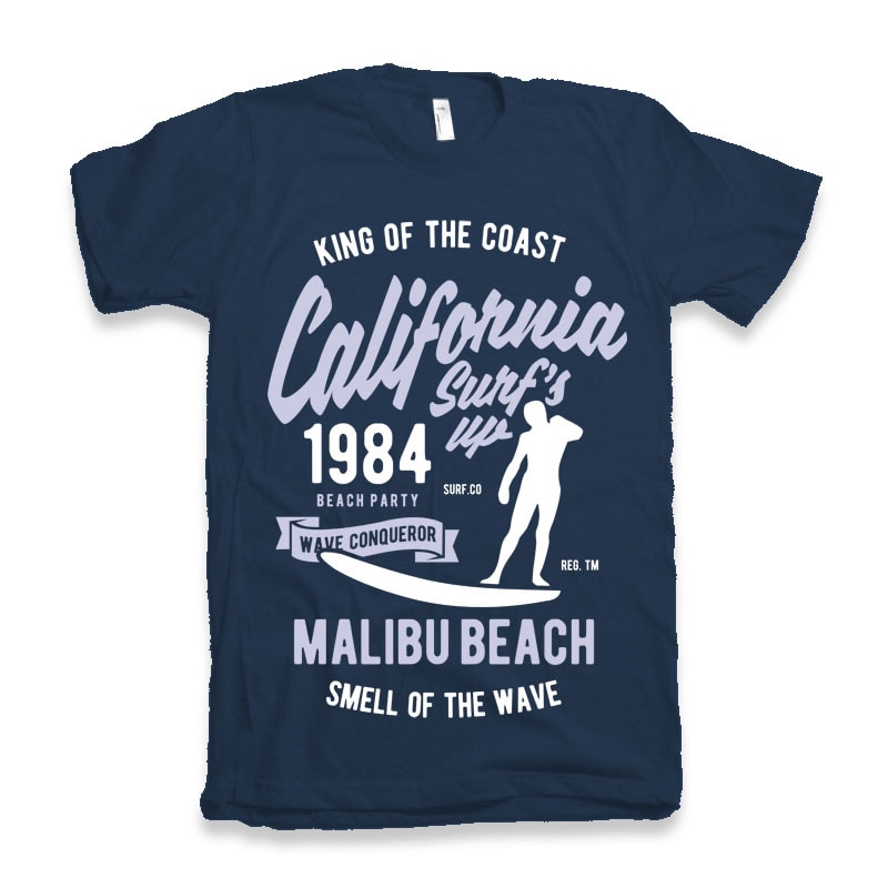 California Surfs Up Tshirt Design tshirt design for sale