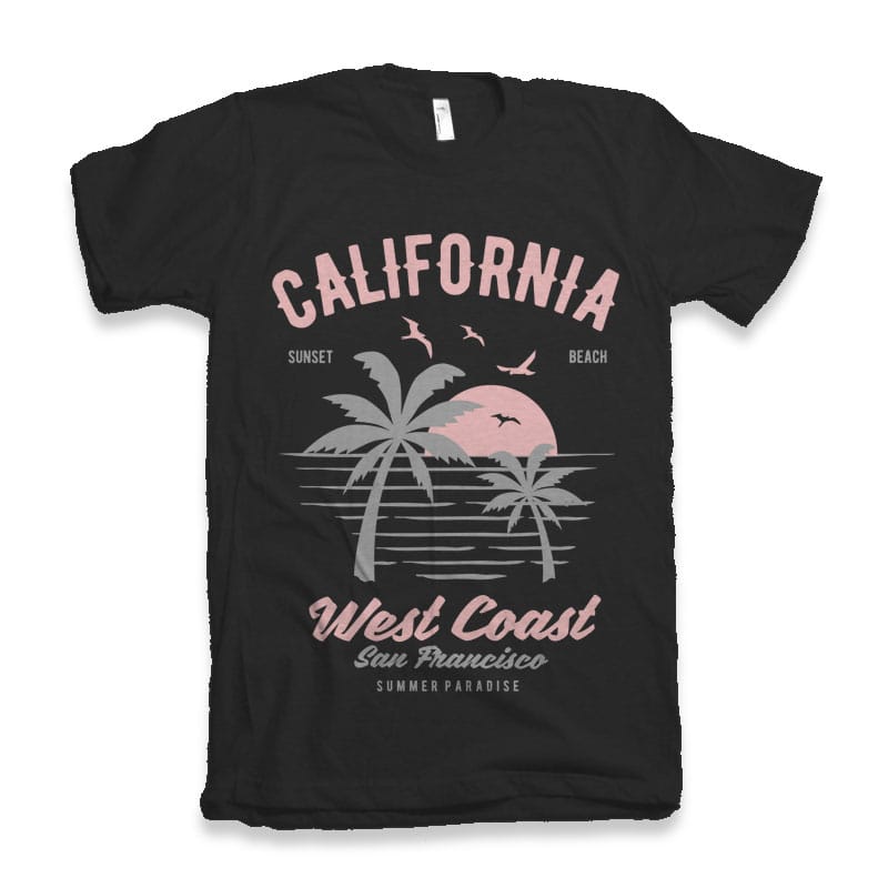 California West Coast Tshirt Design tshirt-factory.com