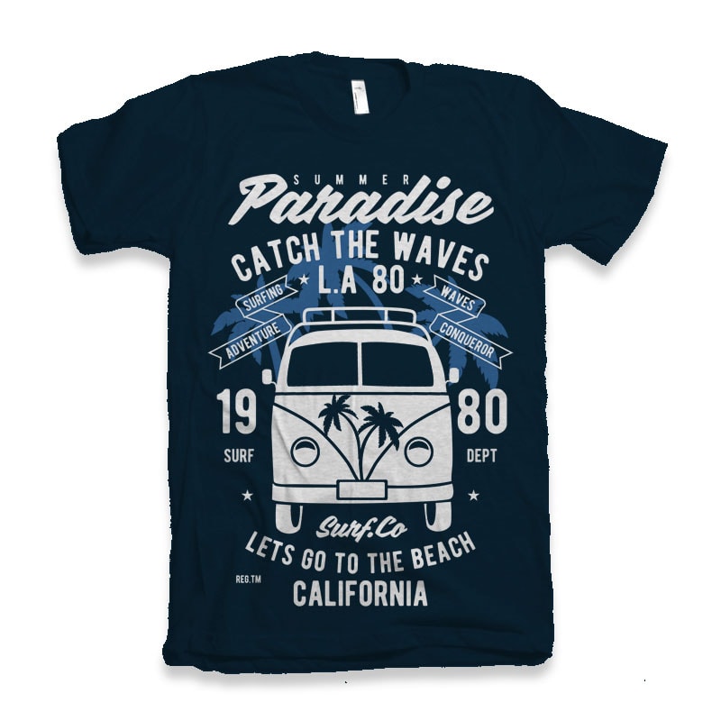 Catch The Waves Surf Van Tshirt Design tshirt factory