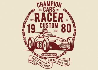 Champion Cars Racer tshirt design