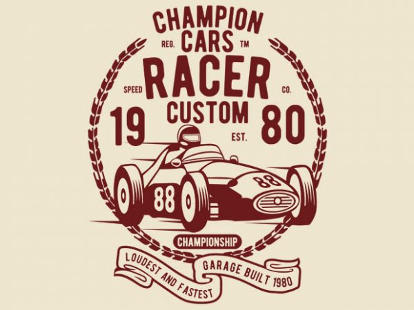 Champion cars racer tshirt design