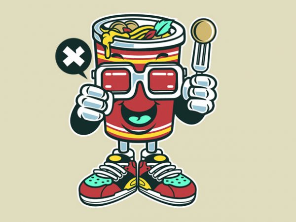 Cup noodle vector t-shirt design template