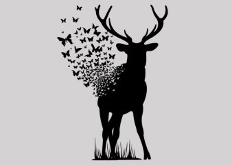 Deer Butterfly commercial use t-shirt design