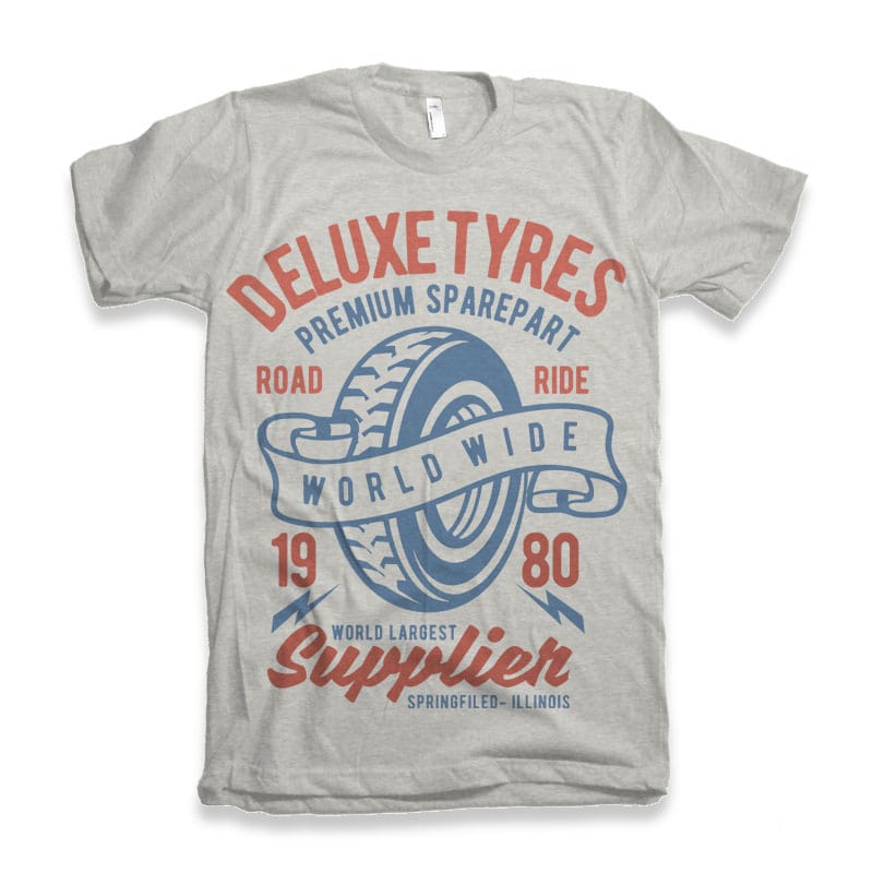 Deluxe Tyres t-shirt design tshirt designs for merch by amazon