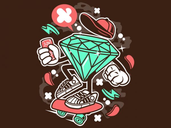 Diamond skater vector t-shirt design for commercial use