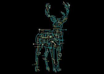 Electric Deer graphic t-shirt design