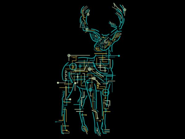 Electric deer graphic t-shirt design