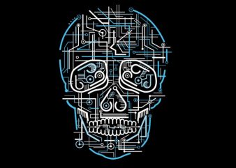 Electric Skull vector t-shirt design template