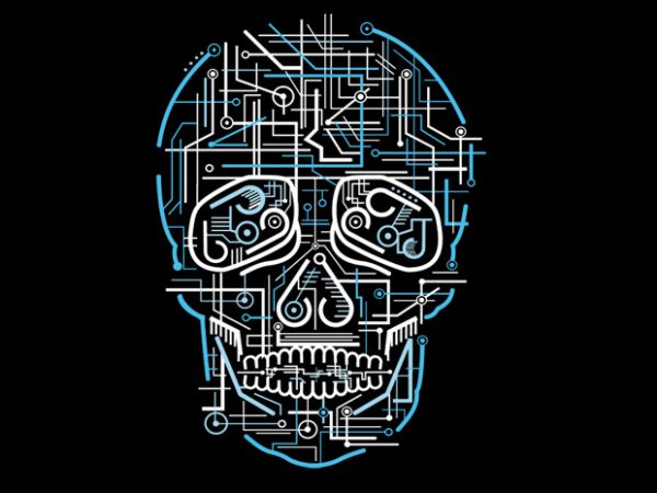 Electric skull vector t-shirt design template