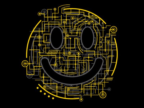 Electric smiley vector t-shirt design