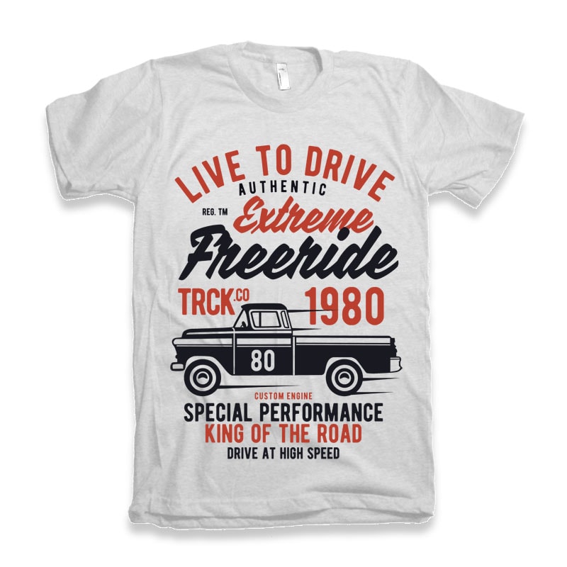 Extreme Freeride Truck t-shirt design tshirt designs for merch by amazon