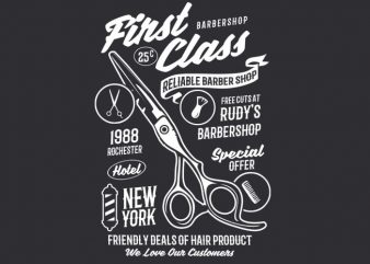 First Class Barber print ready shirt design
