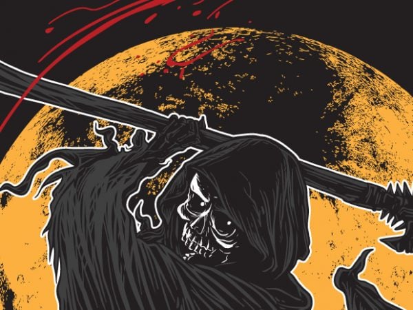 Slashing beauty – grim reaper vector t-shirt design template