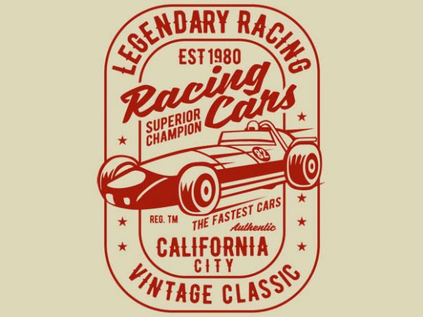 Legendary racing cars tshirt design