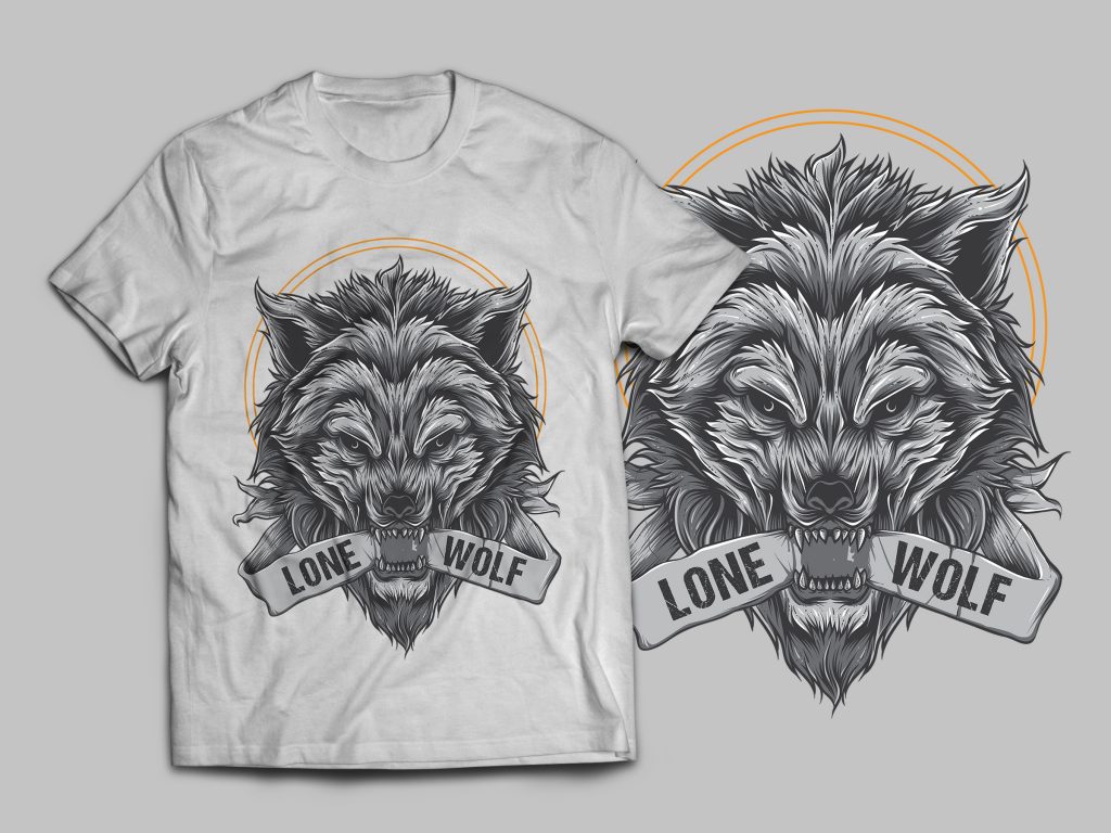 Lone Wolf T-Shirt Design t-shirt designs for merch by amazon