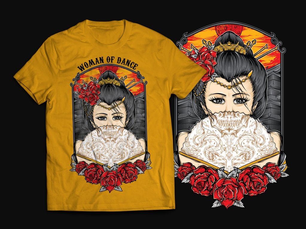 Geisha T-Shirt Design tshirt design for merch by amazon