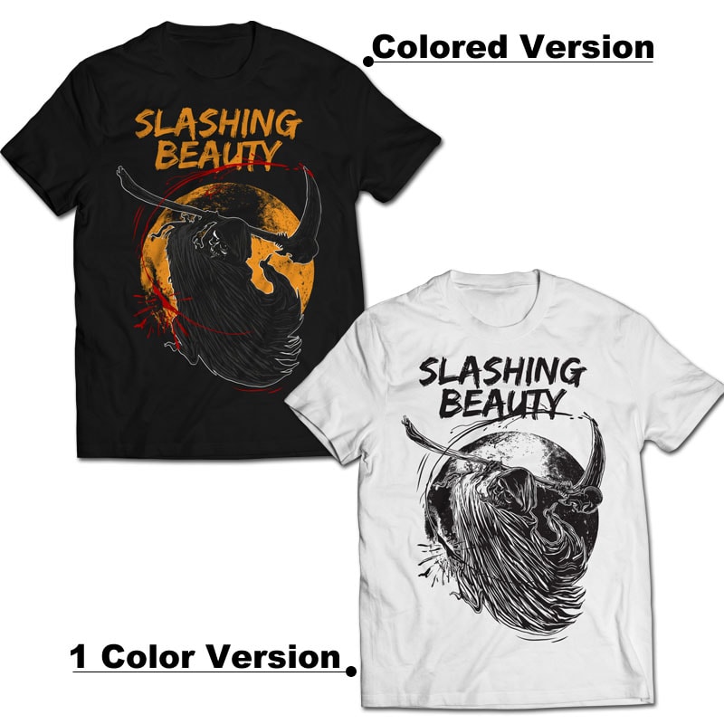 Slashing Beauty – Grim Reaper t shirt designs for print on demand