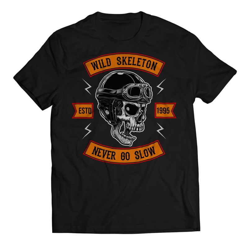Never Go Slow – Skull Biker t shirt designs for print on demand