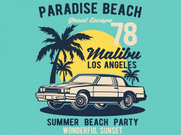 Paradise beach vector t-shirt design