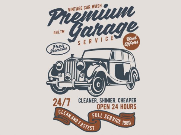 Premium garage vector t-shirt design for commercial use