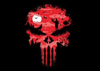 Red Night Skull commercial use t-shirt design