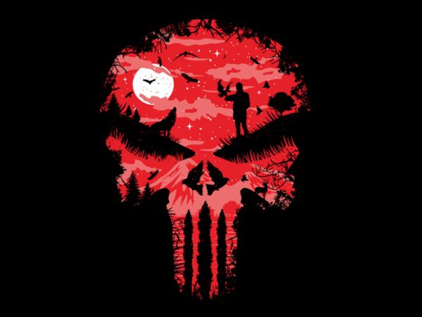 Red night skull commercial use t-shirt design