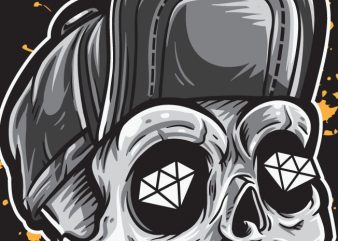 Skull and Diamonds tshirt design vector