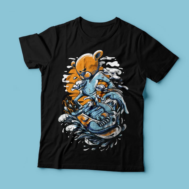 Snowboard Bear t shirt design graphic