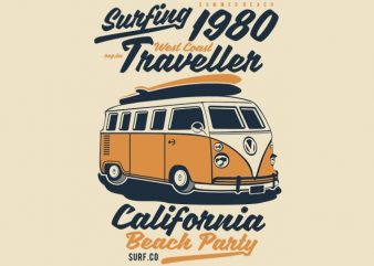 Surfing 1980 commercial use t-shirt design