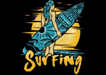 Surfing tshirt design vector