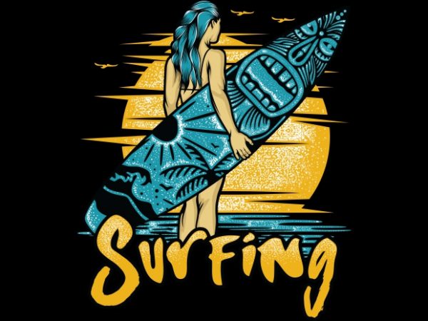 Surfing tshirt design vector