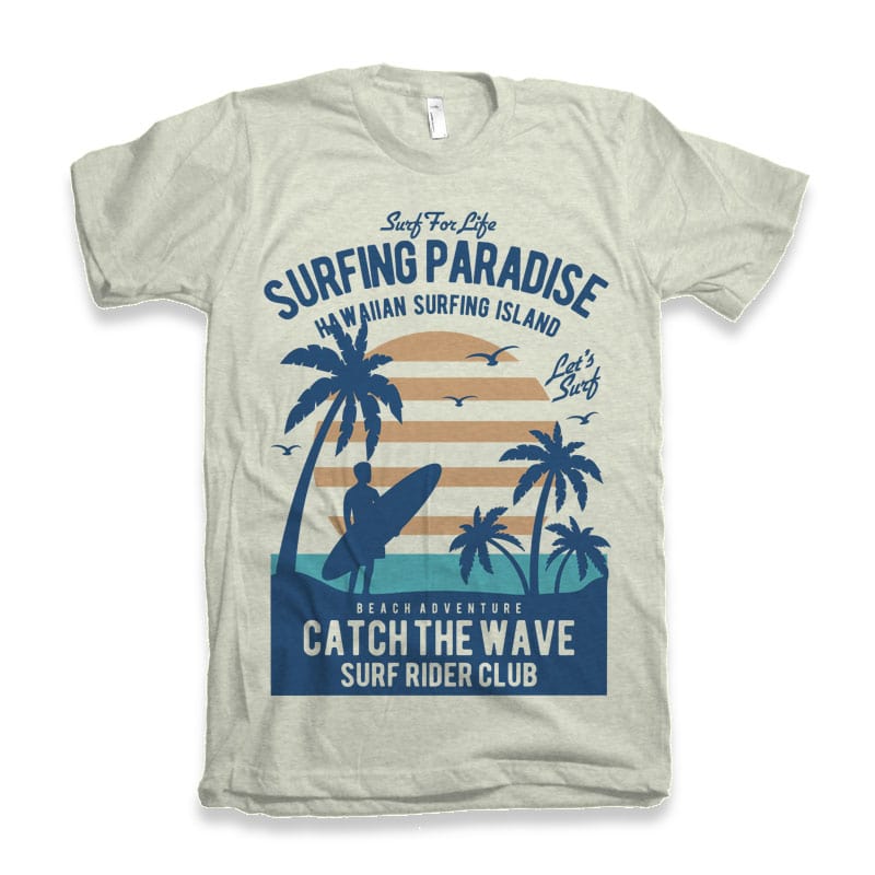 Surfing Paradise t shirt design tshirt-factory.com