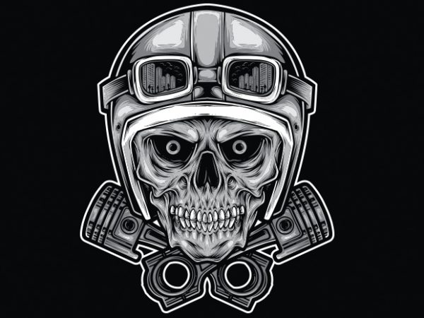 Rider skull print ready vector t shirt design