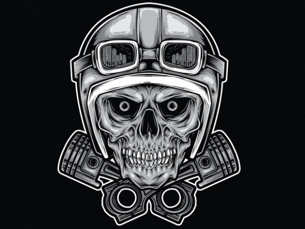 Rider skull print ready vector t shirt design