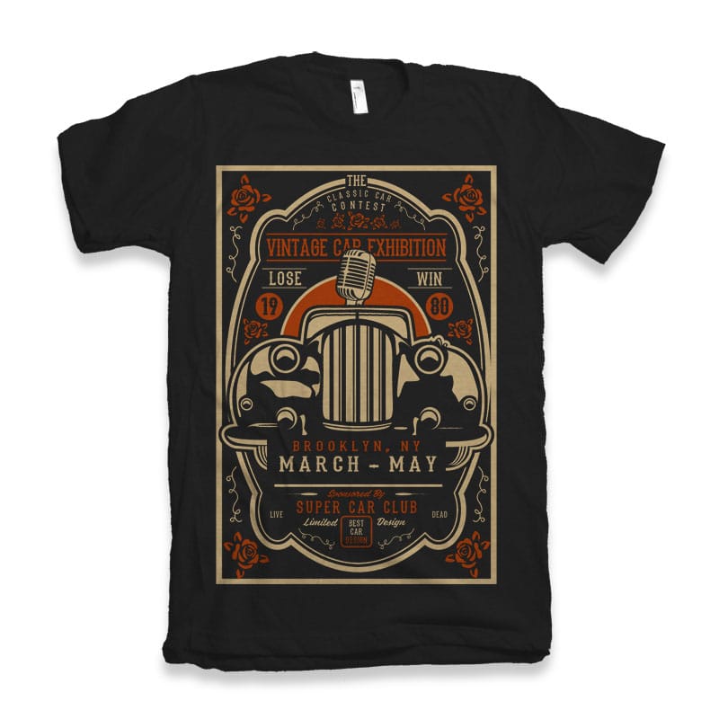 Vintage Car Exhibition commercial use t shirt designs