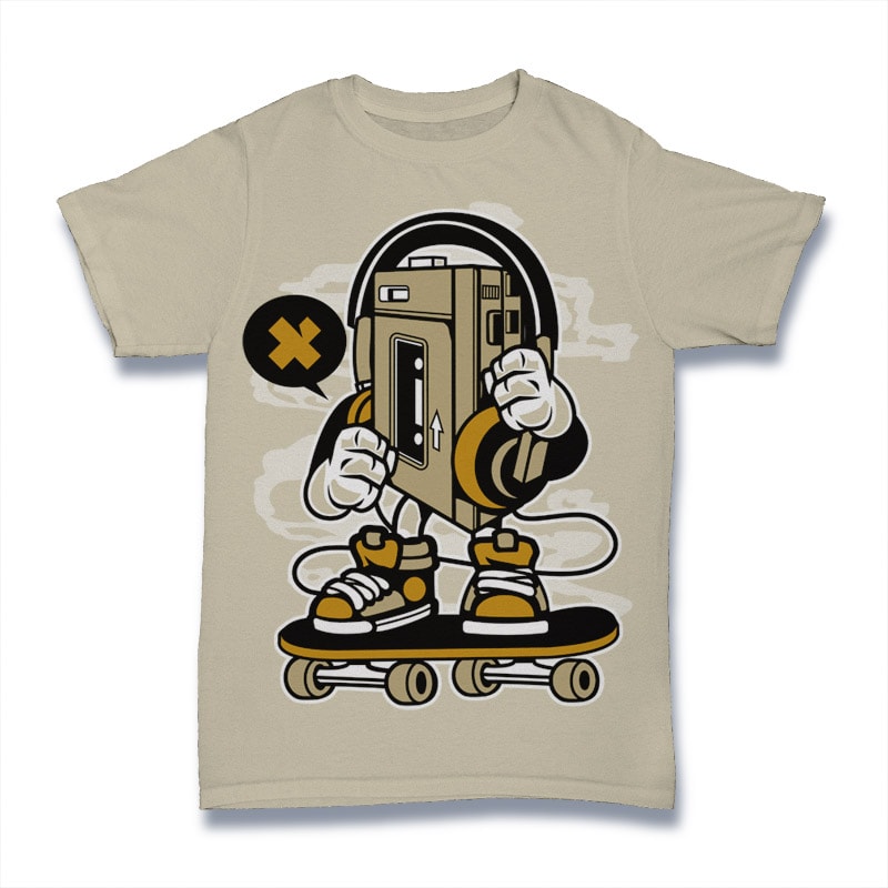 Walkman t shirt designs for printify