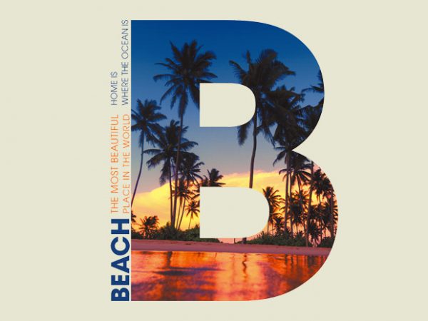 B palm beach print ready t shirt design