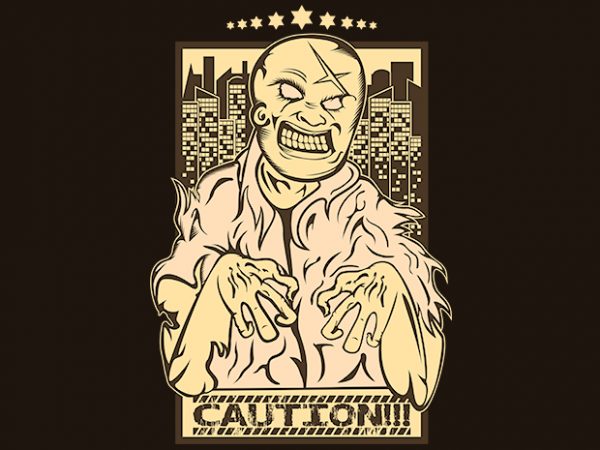 Caution zombies print ready vector t shirt design