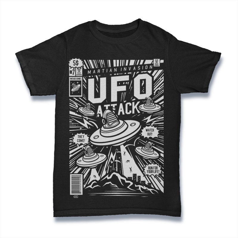 Ufo Attack commercial use t shirt designs
