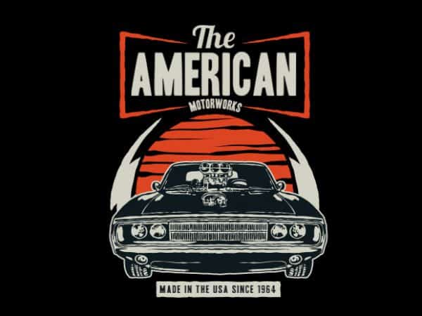 American muscle car print ready shirt design