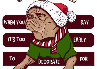 Santa pug t shirt design for sale