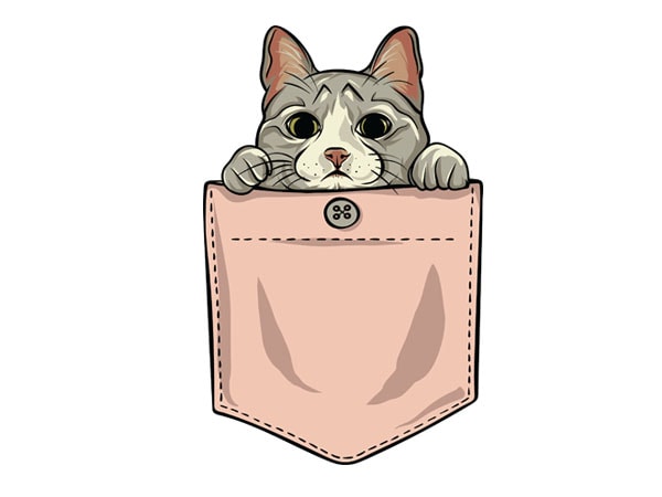 Cute cat pocket vector t shirt design for download