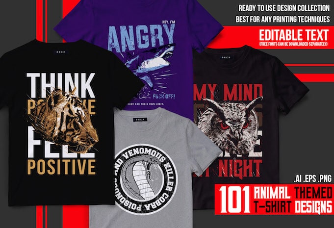 101 Animal T-shirt Designs Bundle - Buy t-shirt designs