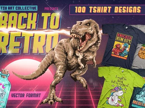 Back to retro 100 t-shirt designs bundle