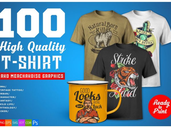 100 t-shirt graphics bundle