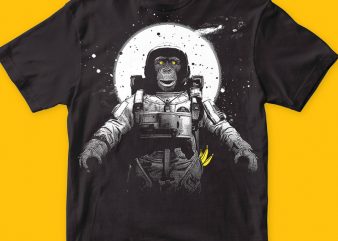 Astronaut monkey t-shirt design for sale