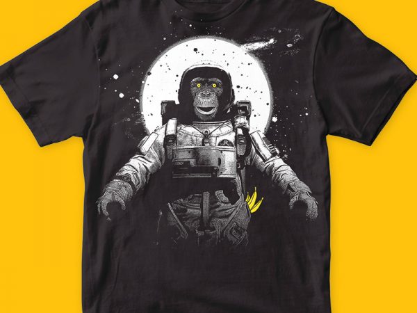 Astronaut monkey t-shirt design for sale